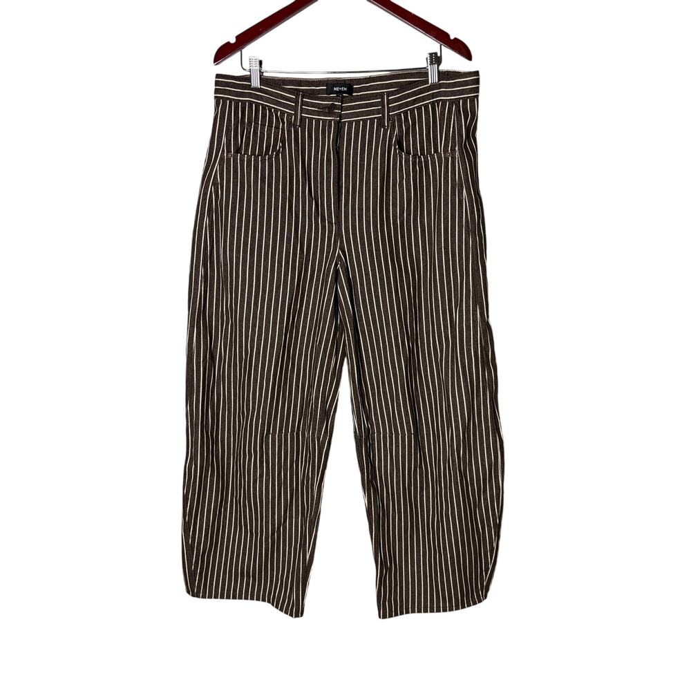 ME+EM Extreme Seam Brown Pinstripe Barrel Leg Jeans - current season! - Picture 2 of 7